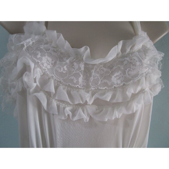 Vintage All Nylon White Lace Nightgown Robe Set M/L Capri Originals 1970s GUC - Picture 6 of 15